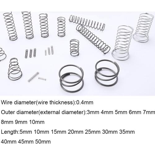 10PCS Compression spring stainless steel spring 0.3/0.4*3 4 5 6 7 8 9 10mm*5-50mm