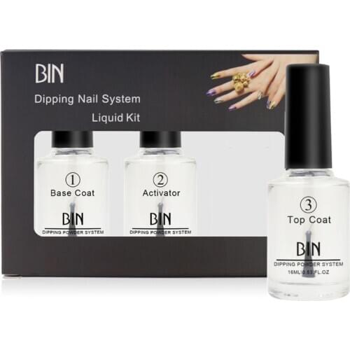 3pcs/set 15ML Nail Color Dip Dipping Powder Pro Polish Starter Kit Base Top Coat Activator R3MF