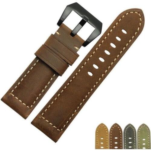 Mens Watch Accessories Band 22 24 26mm Watch Band ChainLeather Watch Strap Belt for PAM Panerai 441/111/00616/682/002 Series