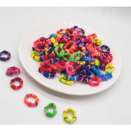 100 Pcs Colorful Child Kids Hair Holders Cute Rubber Hair Band Elastics Accessories Girl Women Charms Tie Gum
