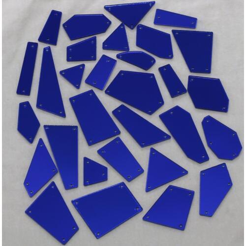 Sapphire Acrylic Mirror Sew On Rhinestones DIY Flatback Mirror Acryl Sew On Stones with Holes For Sewing