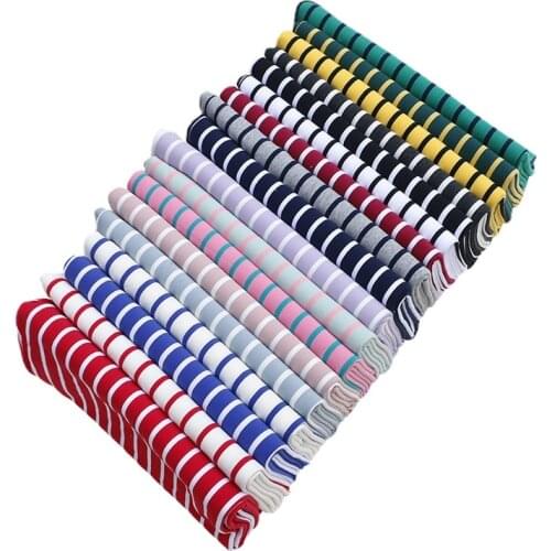 Width 66'' Comfortable Combed Elastic Cotton Striped Terry Fabric By The Half Yard For Jacket Skirt T-Shirt Material