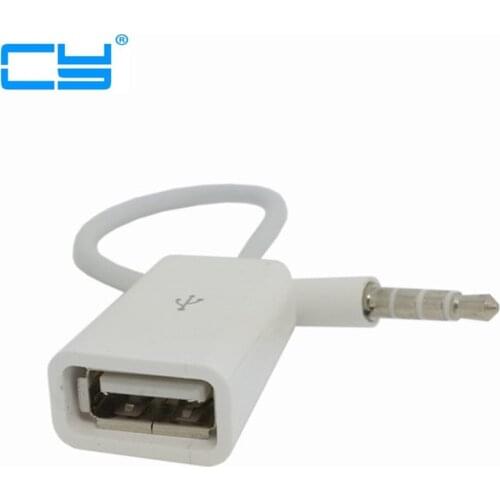 Sincronizacao Car 3 5 mm masculino Aux audio para USB feminino para USB Flash Disk leitor de cartao