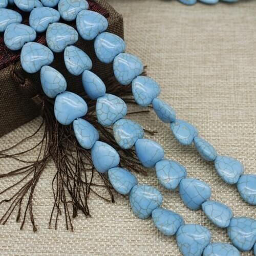 Synthetic Blue Stone Heart Shape Loose Beads Turquoises Stone Beads 15*15MM For Jewelry Making Bracelet Earrings Necklace Beads