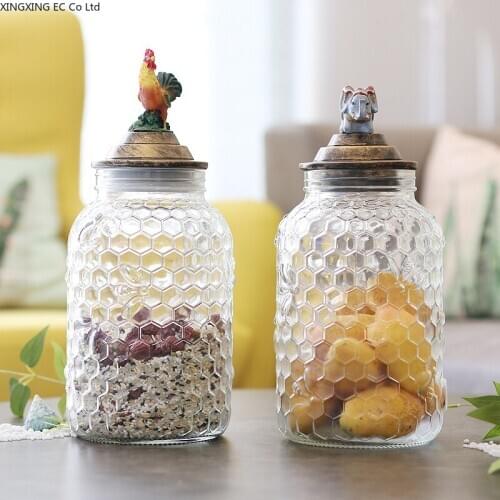 Nordic Lead-free Glass Sealed Grain Storage Jar Decoration Household Glass Bottle Kitchen Storage Supplies Glass Container