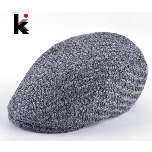 Unisex Knitted Beret HatS For Men And Women Winter Fashion British Style Newsboy Caps Female Outdoor Casual Flat Cap Knit Boina