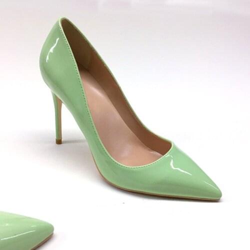 Green pumps sexy office ladies fashion pointed toe 12cm high-heeled shoes 12cm wedding ladies party shoes QP075 CHENSIR9