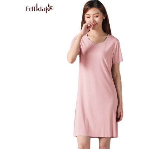 Modal Cotton Nightgown Women Short-sleeved Large Size Nightdress Slim Bottoming Dress Fat mm Womens Sleepwear Nightshirt 5XL