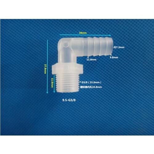 3/8'' BSPP Male Thread to 9.5mm Pagoda Barbed Plastic Elbow Pipe Fitting Hose Connector L Type Water Tube Joint for Garden