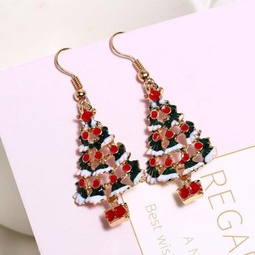 1 Pair Cute Girl Christmas Tree Womens Personality Temperament Fashion Fine Earrings Girlfriend Gift Accessories Sister Pendant