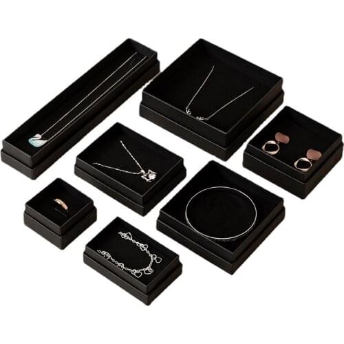 1pc (12 Size) Black DIY Handmade Jewelry Box Gift Packaging Paper Case Small Fresh Necklace Earrings Set Storage Jewelry Box