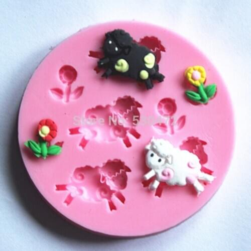 1 pcs 8 hole sheep and flower shape siliconecake mold / fondant tool /chocolate mold kitchen tools