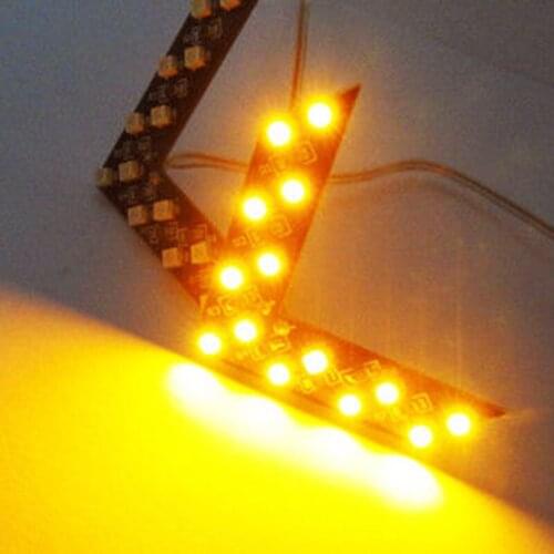 14 SMD LED Lamp Rear View Mirror Warning Car Arrow Light Indicator Yellow DC12V 5.5*4cm Motorcycle Turn Signal