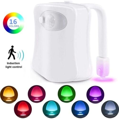 16 Colors Human Motion Sensor Toilet Light LED Toilet Seat Night Light Bathroom Accessories Changeable Lamp Waterproof Backlight