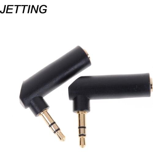 2pcs L Shape Jack Adapter Connector Gold-plated Connector 3.5 jack Right Angle Female to 3.5mm 3Pole Male Audio Stereo Plug