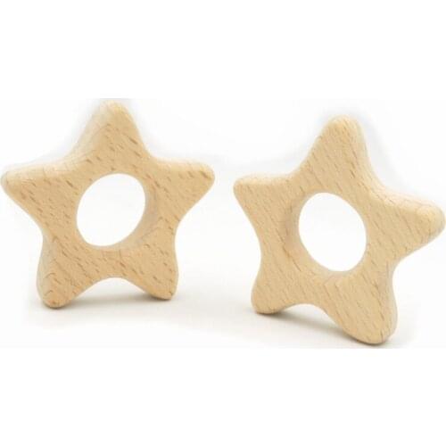 20pcs cute star GERMANY WOOD beech pentagram pendent WOODEN TEETHER baby wood teether EA72