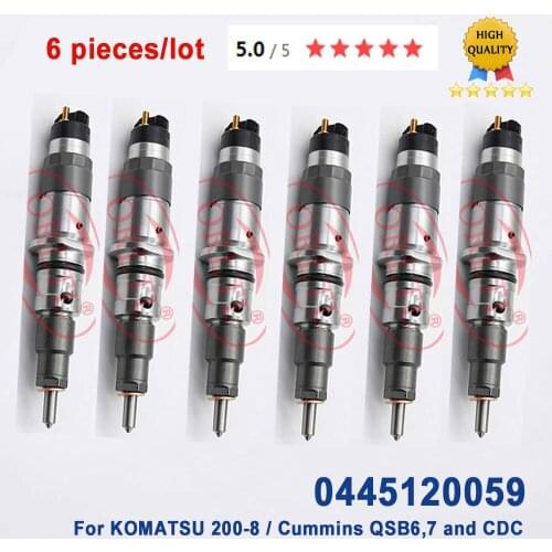 6pcs/lot Common Rail Injector 0445120059 Diesel Injector 0 445 120 059 (6754113011) 3976372 For KOMATSU 200-8 Cummins QSB 6.7