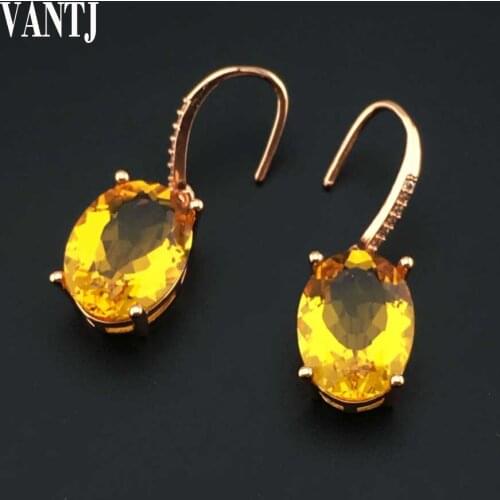 Citrine Dangle Earrings Sterling 925 Silver Smoky Quartz Aquamarine Gemstone for Women Wedding Anniversary Party Gift