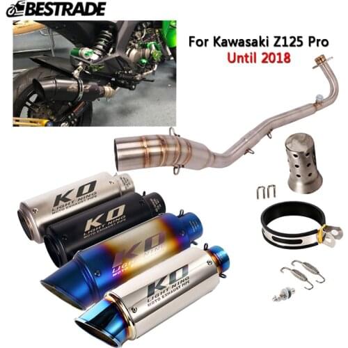 For Kawasaki Z125 Pro Until 2018 Motorcycle Exhaust System 51mm Mufflers Pipe Slip On Front Middle Link Tube Stainless Steel