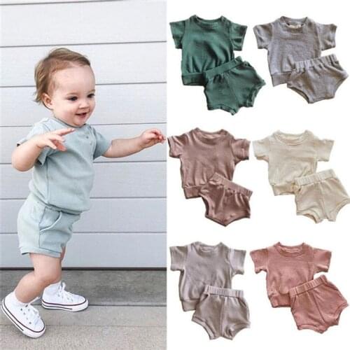 EnkeliBB TYTRO* Baby Summer Clothes Sets Brand Quality Toddler Boys Solid Cotton Outfits Morandi color Little Kid Clothing