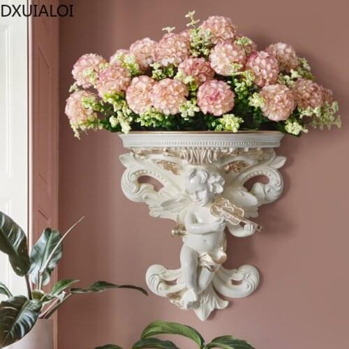European Creative Three-dimensional Character Sculpture Wall Vase Resin Crafts Bedroom Living Room Wall Flower Arrangement Vase