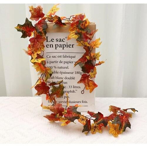 1PC 175CM Artificial Maple Leaf Rattan Vine Simulation Vivid Autumn Leaves Halloween Decoration Vine Garland Christmas Rattan