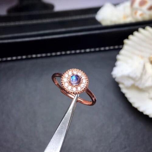 Natural blue moonstone ring, simple and exquisite, good quality gemstone, 925 silver