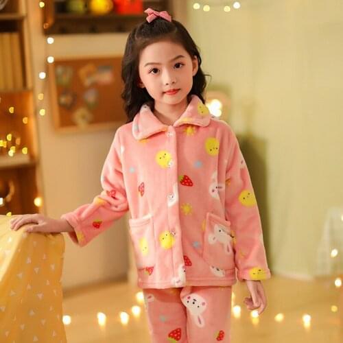 Baby Girl Clothing Sets Children Pajamas Set Kids Boys Sleepwear Flannel Cratoon Pajama Long Sleeve Home Clothes Teens Clothing