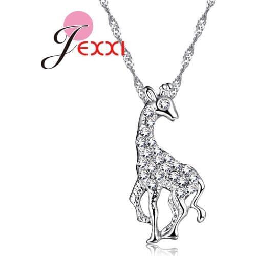 Animal Pendant Jewelry Lovely CZ Giraffe Shape Pendant Necklace 925 Sterling Silver Accessories Women Best Collier