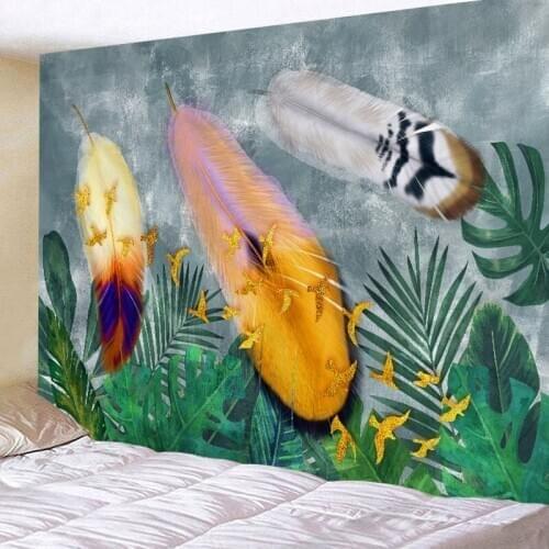 Tapestry Wall Hanging Bed Spread Beach Towel Table Cloth Yoga Mat Home Dec Green Leaf Tree Wall Design Rectangle 150cmx130cm