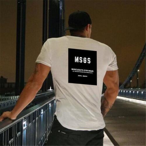 New Brand Gyms clothing mens fitness t-shirt homme fashion cotton Muscle guys t shirt men slim fit slim fit 2021 summer tops