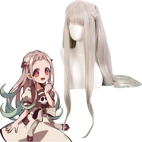 Yashiro Nene Wig Jibaku Shounen Hanako-kun Toilet-Bound Hanako-kun Cosplay Costume Prop Wavy Grey Green Gradient Long Hair