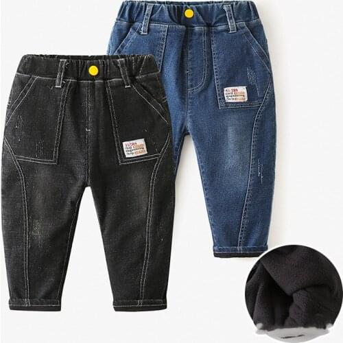 Thick Girls Jeans Baby Kids Jeans for Children Boys Girls Leggings Kids Thick Fleece Pants Toddler Pants Girls Pants Winter 2-8Y