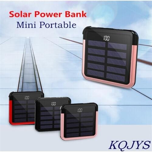 KQJYS Portable Mini Power Bank For Xiaomi iPhone Samsung OPPO VIVO Huawei 10000mAh Mobile Power Digital Display Charger Solar