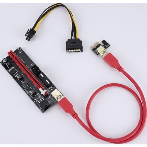 50 Pcs Ver 009S PCI-E Riser Board 1X 4X 8X 16X GPU Extender Riser Card PCI-E USB 3.0 GPU Adapter with 6pin Interface