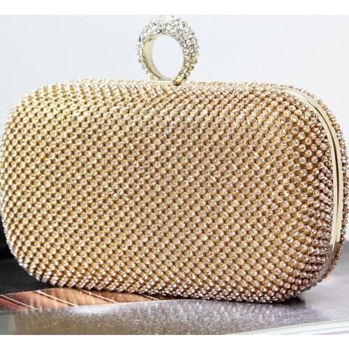 Cross-border diamond dinner bag creative ring hand evening bag handmade rhinestone banquet bag factory outlet