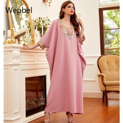 Wepbel Satin Fabric Cloak Robe Kaftan Abaya Muslimah Robe Musulmane Embroidered Matte Dress Kimono Women Abayas Turkish