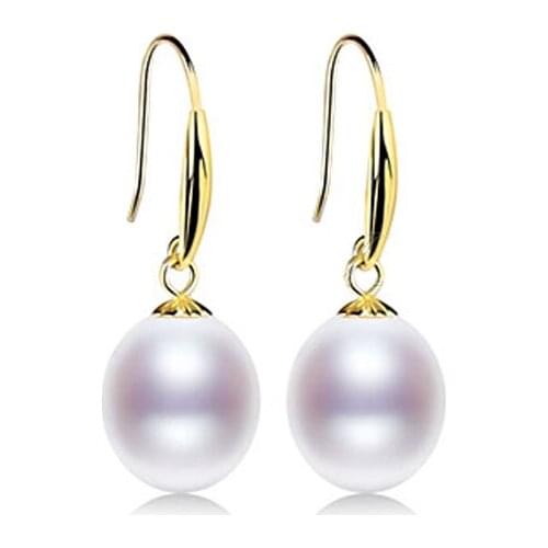 XF800 18K Gold Earrings Natural Fresh Water Au750 Pearl Drop Earrings Fine Jewlery Wedding Party For Women Girl E235