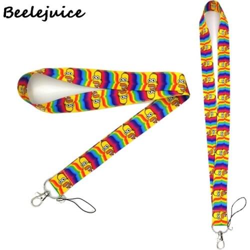 Funny Cartoon Charaters Rainbow Color Lanyards Neck Strap webbings ribbons Phone Keys ID Card Holder Lanyard Keys DIY Hang Ropes
