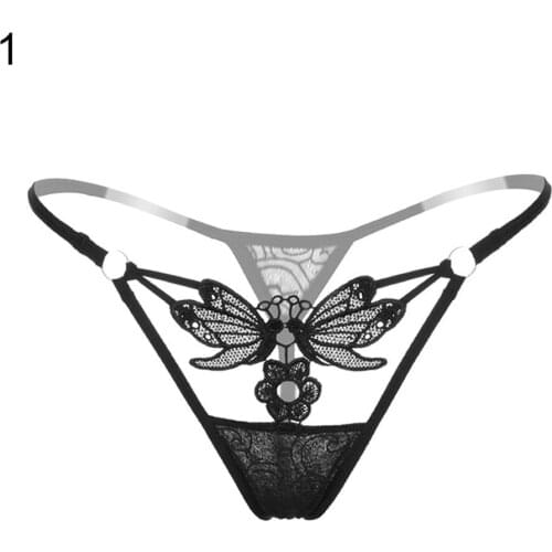 HOT SALES!!!New Arrival Womens Sexy Butterfly Flower Lace See Through Low Rise G-String Briefs Panties