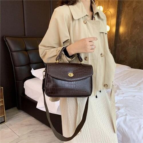 Women Handbags Wide Strap Shouder Bags Pu Leather Crossbody Bag Ladies