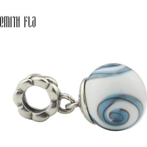 Women Charm Silver 925 Fits Original European Bracelet Bangle Round Handmade Charm Bead Silver 925 Jewelry Big Hole Bead Pendant