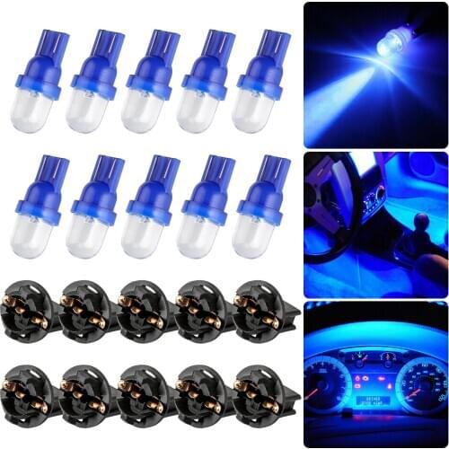 10pcs Blue T10 194 LED Bulbs with Sockets 2.5W Dashboard instrument Light for Instrument Gauge Cluster Dash Light