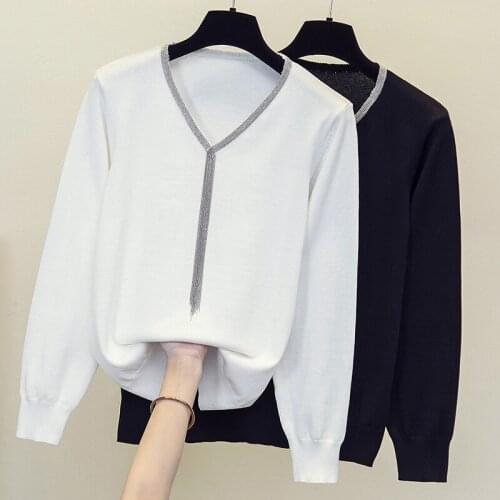 2021 Fall Winter Outer Wear Retro Pullover Base Knitting Korean Style Chic Loose Sweater for Female Black Shirt sweater Jumper