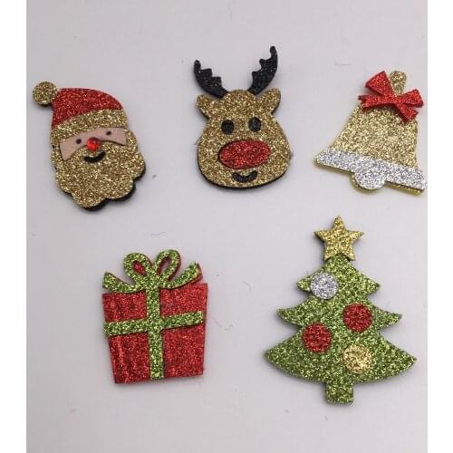 30PCS/Lot Mix Style Merry Christmas Padded Applique Crafts for Children Headwear Hair clip Accessorie Free shipping