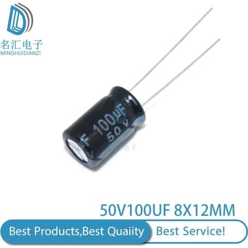 50PCS 50V100UF 8X12mm 100UF 50V 8*12 Aluminum electrolytic capacitor