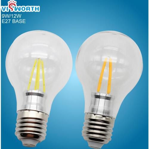 9W 12W Led Bulb E27 Tungsten Lamp Clear Body LED Filament Light Ac 110V 220V Warm White Cold White Filamento Edison for Home