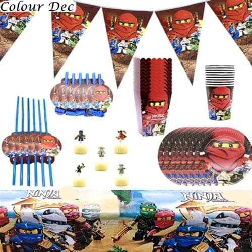 Animation Ninja Theme Party Decoration Ninja Tableware Paper Cup Plate Baby Shower Balloon Kids Birthday Party Favor Supplies