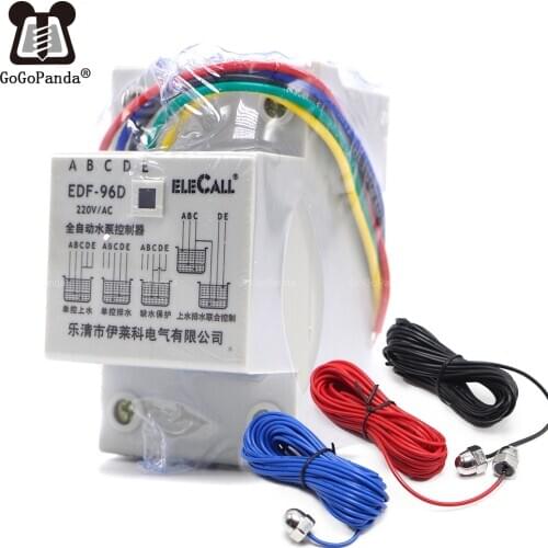 Free Shipping DF96D AC220V 5A Din Rail Mount Float Switch Auto Water Level Controller with 3 probes 2 10 20 meters