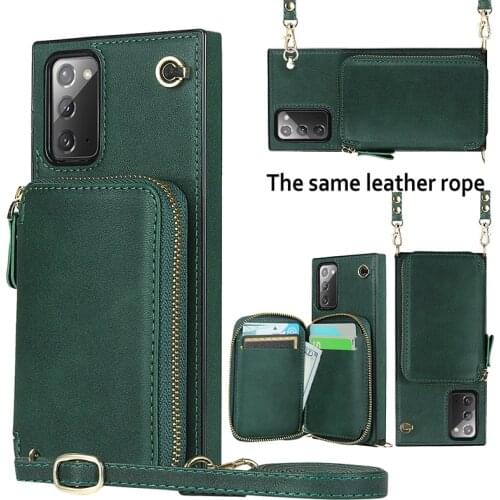 For Samsung Note 20 Ultra 10 + 9 S20 FE S10 S9 Plus S10E A90 Cover Luxury Zipper Pocket Wallet Lady Crossbody Leather Phone Case